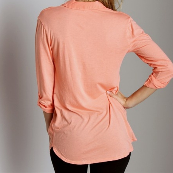 Splendid Shirting Medium Long Sleeve Top In Apricot - Picture 10 of 10